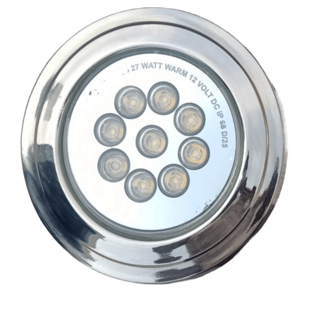 PURVA LeD 27W Stainless Steel Swimming Pool Light IP68 – Surface Mounted 12V DC